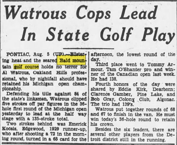 Bald Mountain Golf Course - Aug 5 1930 Article (newer photo)